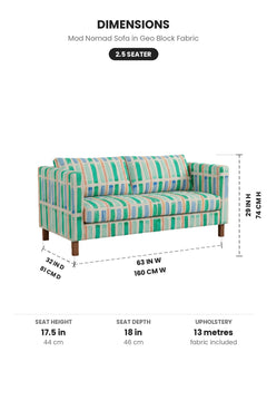 Upholstered Bundle Mod Nomad Sofa in Geo Block Fabric