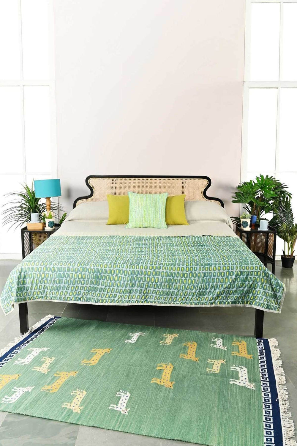 BEDS Mod Teak Wood And Wicker Bed