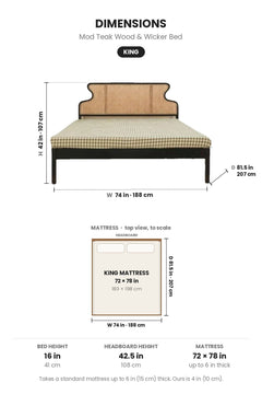 BEDS Mod Teak Wood And Wicker Bed