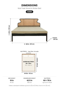BEDS Mod Teak Wood And Wicker Bed
