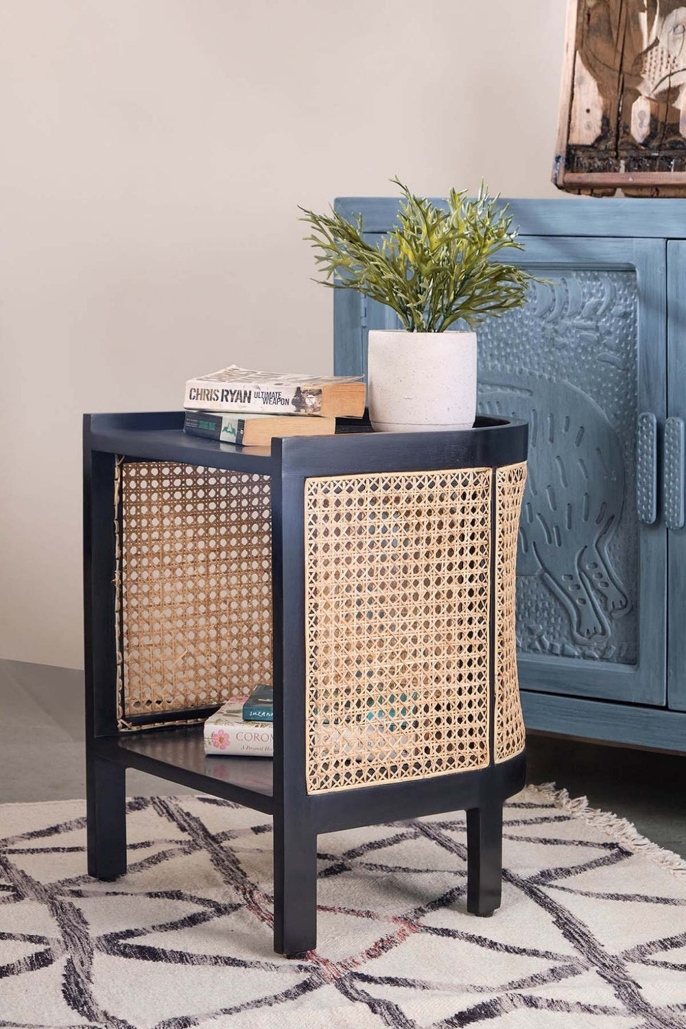 BEDSIDE TABLES Mod Wicker Bedside Table (Teak Wood And Wicker)