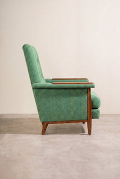 Upholstered Bundle Nabu Accent Chair in Herringbone Astral Green Fabric