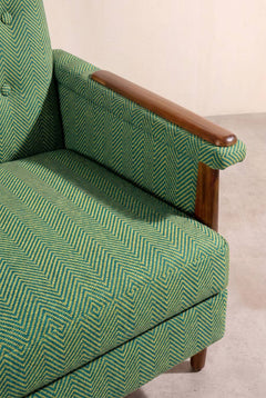Upholstered Bundle Nabu Accent Chair in Herringbone Astral Green Fabric