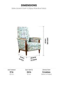 Upholstered Bundle Nabu Accent Chair in Gypsy Rose Blue Fabric