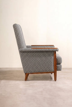 Upholstered Bundle Nabu Accent Chair in Nilgiri Black and White Fabric