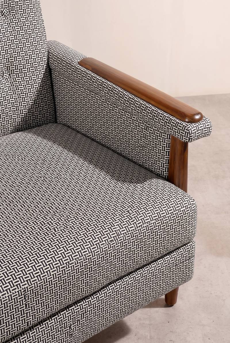 Upholstered Bundle Nabu Accent Chair in Nilgiri Black and White Fabric