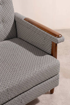 Upholstered Bundle Nabu Accent Chair in Nilgiri Black and White Fabric