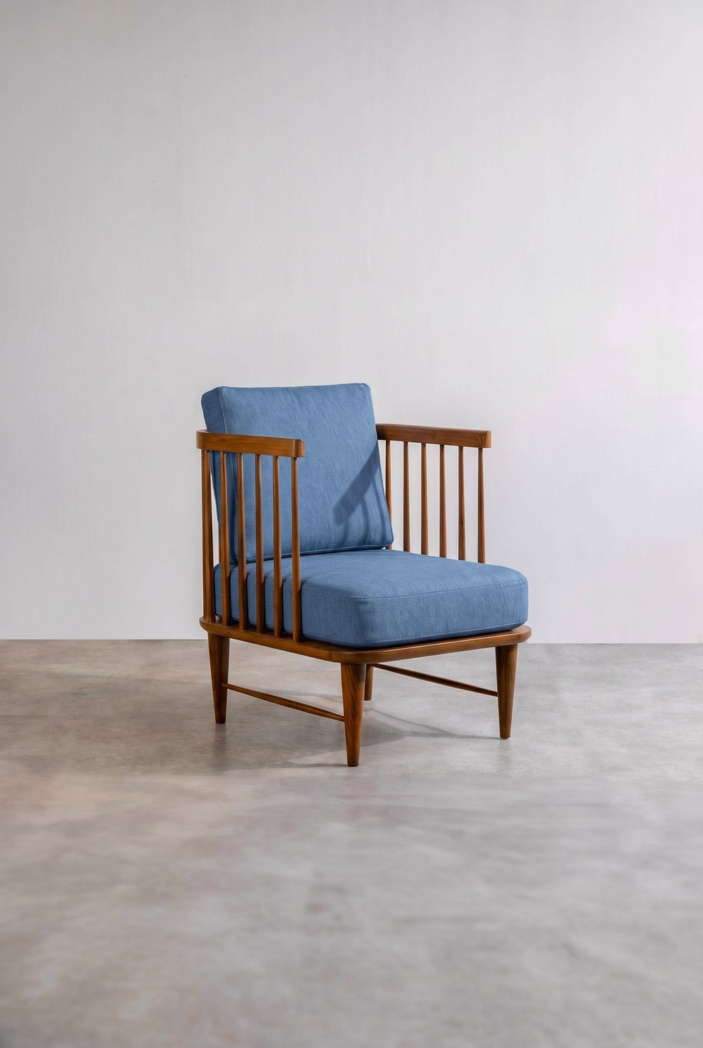 Nara Accent Chair in Solid Twisted Water Blue Fabric