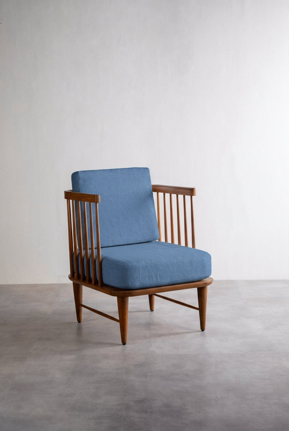 Nara Accent Chair in Solid Twisted Water Blue Fabric