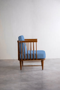 Nara Accent Chair in Solid Twisted Water Blue Fabric