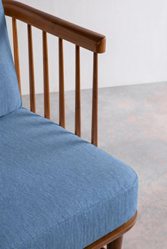Nara Accent Chair in Solid Twisted Water Blue Fabric