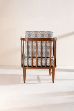 Upholstered Bundle Nara Accent Chair in Maya Circle Tile Celadon Green Fabric