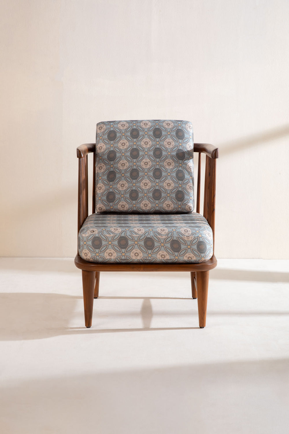 Upholstered Bundle Nara Accent Chair in Maya Circle Tile Celadon Green Fabric