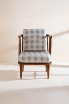 Nara Accent Chair in Maya Circle Tile Smoke Blue Fabric