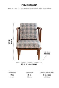 Upholstered Bundle Nara Accent Chair in Maya Circle Tile Smoke Blue Fabric