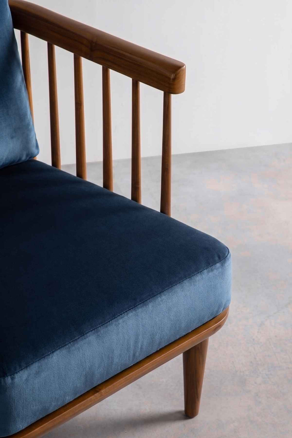 Upholstered Bundle Nara Accent Chair in Indigo Velvet Fabric