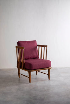 Nara Accent Chair in Raffia Plum Red Fabric