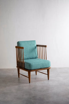 Nara Accent Chair in Raffia Turquoise Fabric