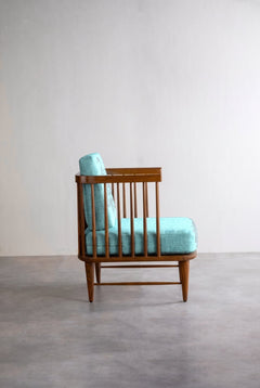 Nara Accent Chair in Raffia Turquoise Fabric