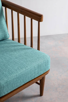Nara Accent Chair in Raffia Turquoise Fabric