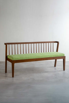 Upholstered Bundle Nara Bench in Raffia Citron Green Fabric