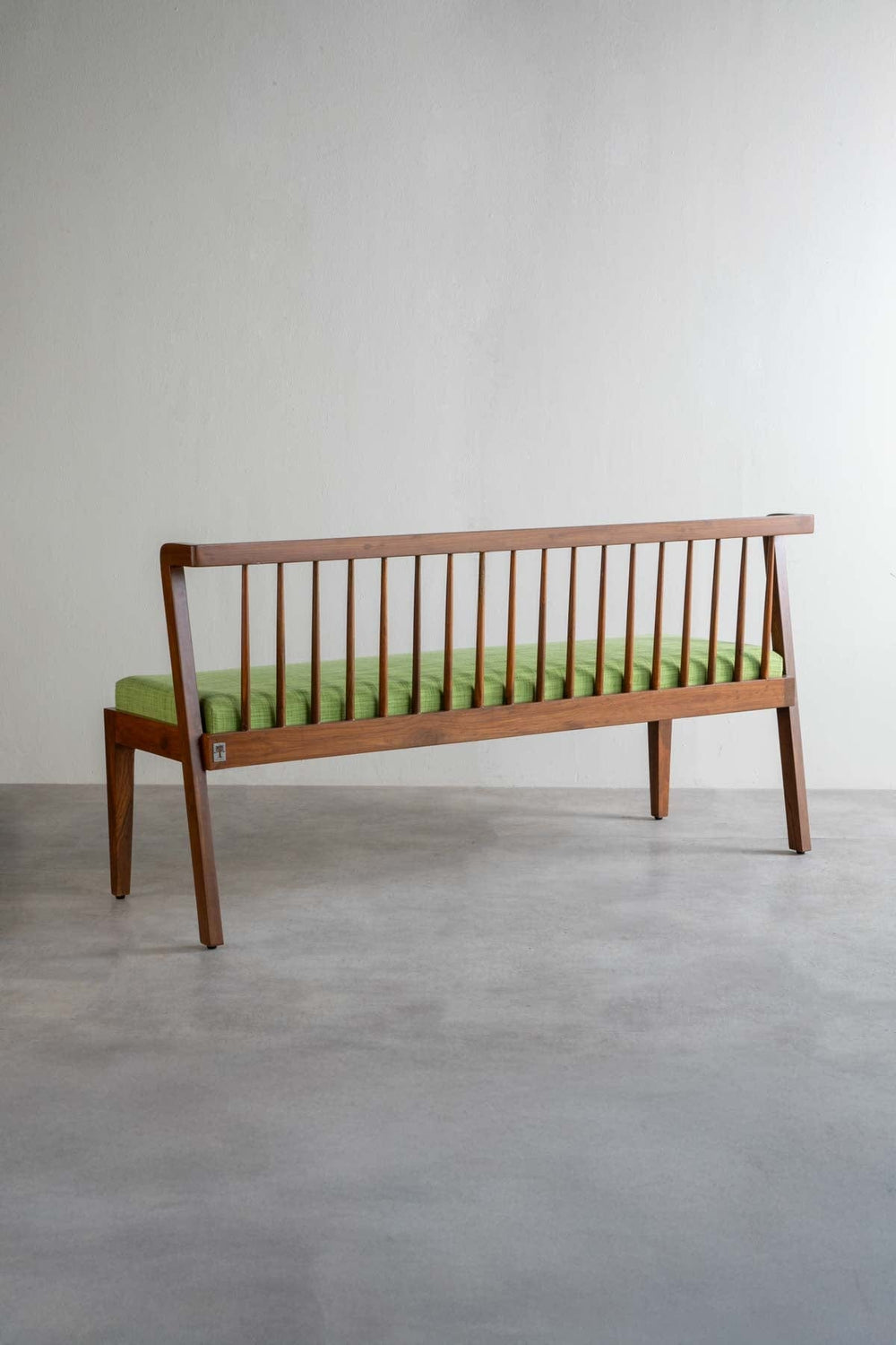 Upholstered Bundle Nara Bench in Raffia Citron Green Fabric