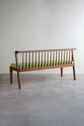 Upholstered Bundle Nara Bench in Raffia Citron Green Fabric