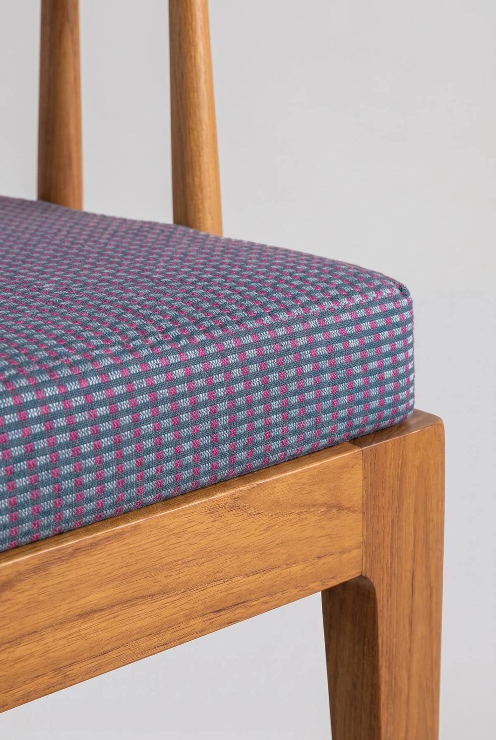Upholstered Bundle Nara Bench in Code Shadow Plum Blue Fabric