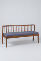 Nara Bench in Code Shadow Plum Blue Fabric