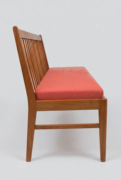 Upholstered Bundle Nara Bench in Raffia Red Pepper Fabric