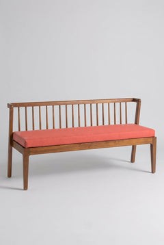 Upholstered Bundle Nara Bench in Raffia Red Pepper Fabric