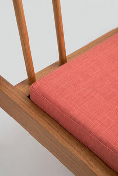Upholstered Bundle Nara Bench in Raffia Red Pepper Fabric