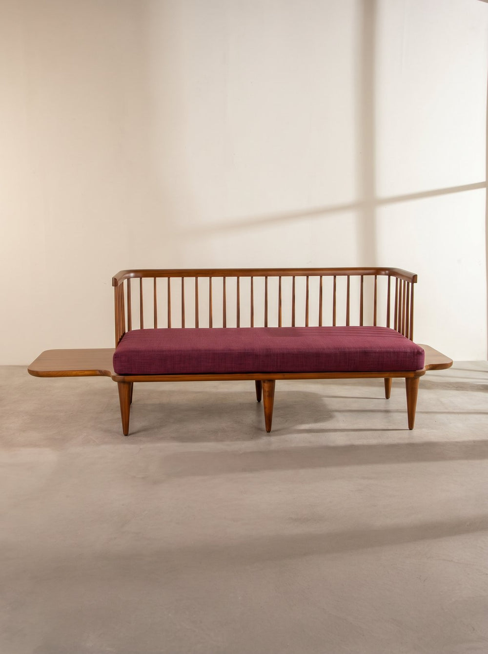 Upholstered Bundle Nara Sofa in Raffia Plum Red Fabric