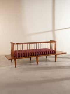 Upholstered Bundle Nara Sofa in Raffia Plum Red Fabric