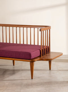 Upholstered Bundle Nara Sofa in Raffia Plum Red Fabric