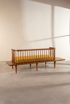 Upholstered Bundle Nara Sofa in Solid Twisted Mustard Fabric