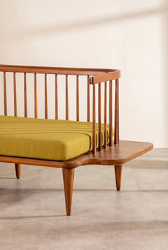 Upholstered Bundle Nara Sofa in Solid Twisted Mustard Fabric