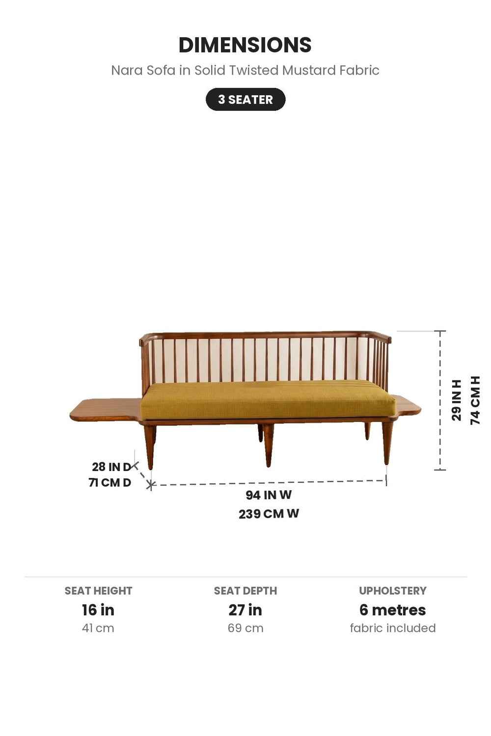 Upholstered Bundle Nara Sofa in Solid Twisted Mustard Fabric