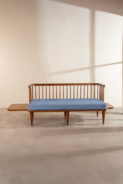 Upholstered Bundle Nara Sofa in Solid Twisted Water Blue Fabric