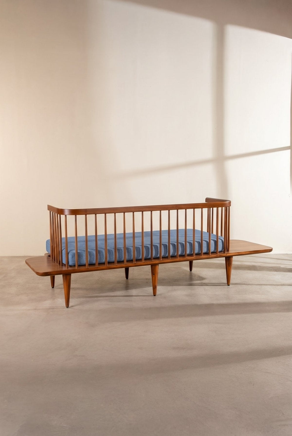 Upholstered Bundle Nara Sofa in Solid Twisted Water Blue Fabric