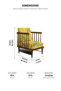 Upholstered Bundle Nara Accent Chair in Kachnar Yellow Fabric