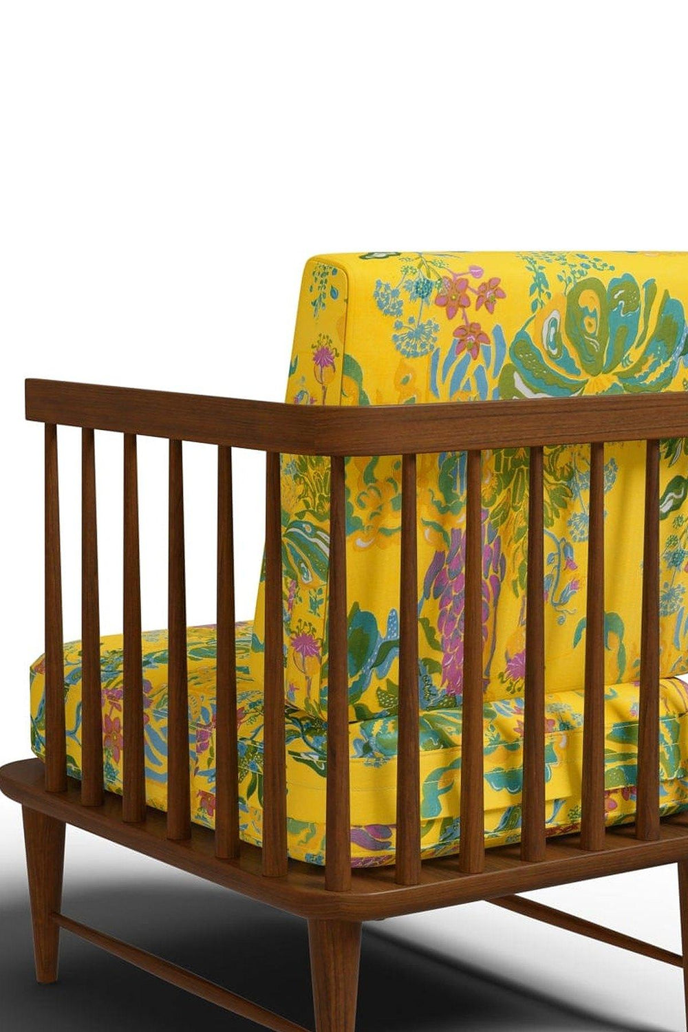 Upholstered Bundle Nara Accent Chair in Kachnar Yellow Fabric