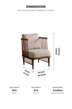 Upholstered Bundle Nara Accent Chair in Raffia Ecru Fabric
