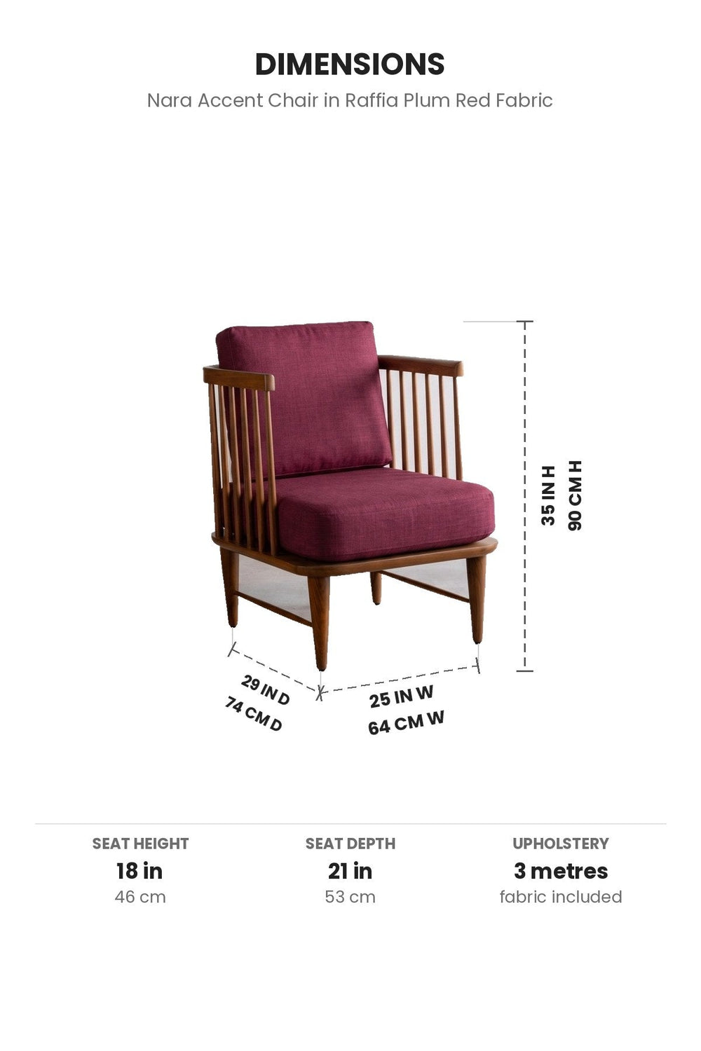 Upholstered Bundle Nara Accent Chair in Raffia Plum Red Fabric