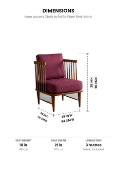 Upholstered Bundle Nara Accent Chair in Raffia Plum Red Fabric