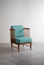 Nara Accent Chair in Raffia Turquoise Fabric