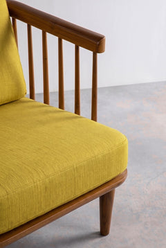 Upholstered Bundle Nara Accent Chair in Solid Twisted Mustard Fabric