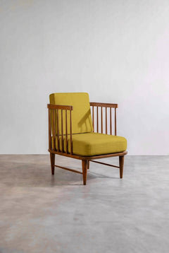 Upholstered Bundle Nara Accent Chair in Solid Twisted Mustard Fabric