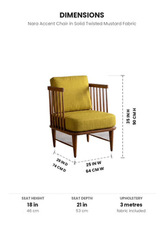 Upholstered Bundle Nara Accent Chair in Solid Twisted Mustard Fabric