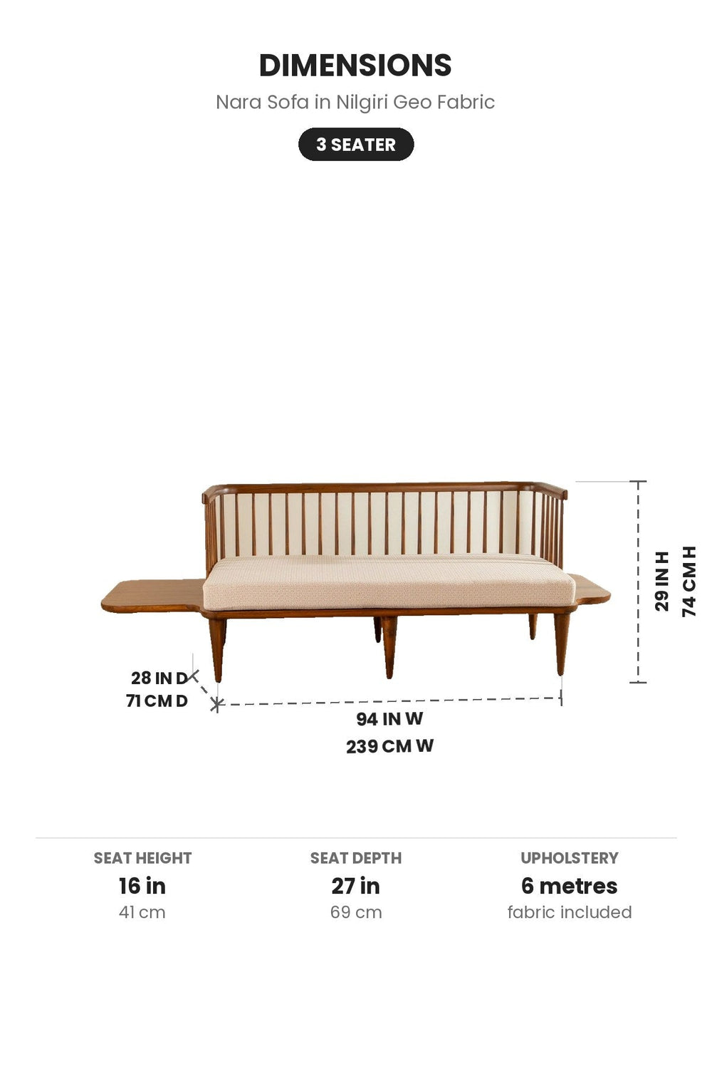 Upholstered Bundle Nara Sofa in Nilgiri Geo Fabric
